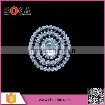 Top selling loopy rhinestone and crystal round magnetic brooch for invatation