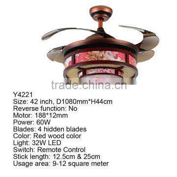 42'' Flower ABS 4 Blades Ceiling Fans For Kids Rooms With LED Light