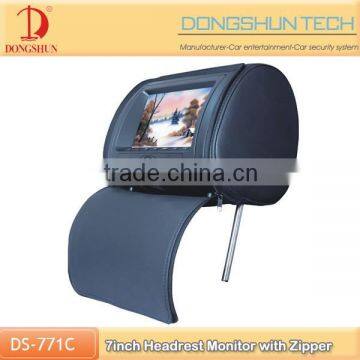 Factory price 7 inch car headrest monitor with zipper,car screen