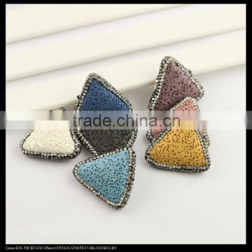 LFD-0098B Wholesale Mixed Color Natural Volcanic Stone Pave Rhinestone Crystal Triangle Connector Beads Jewelry Making