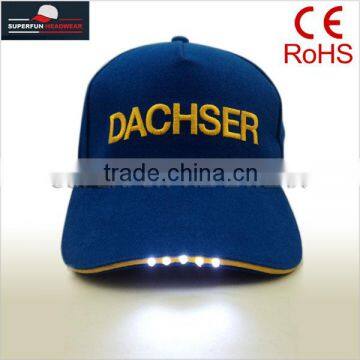100% Cotton 6 Panels Red Cap With Built-in LED Light photo-5