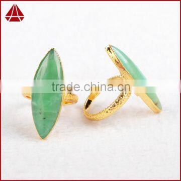 Fashion marquise natural chrysoprase ring