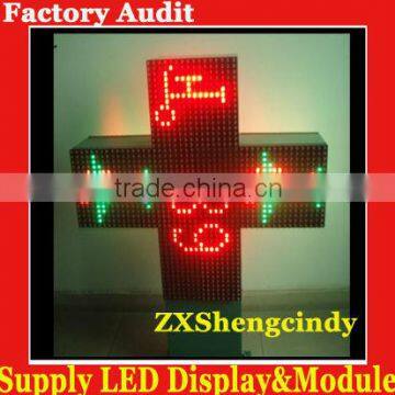 outdoor double sided dual color led cross