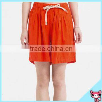 Comfortable 65% Cotton 35% Linen Orange Women Shorts