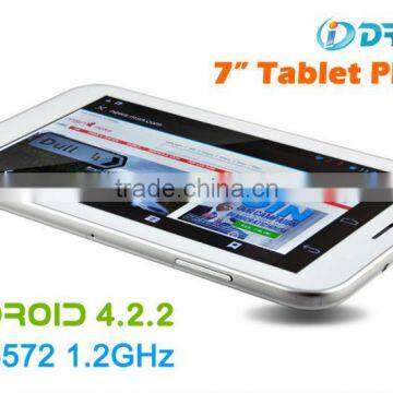 tablet pc 7inch, MTK6572, Dual Core Cortex-A9,Dual sim cars Support GSM/WCDMA talk, Bluetooth