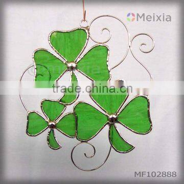 MF102888 tiffany style stained glass shamrock wall hanging for christmas ornament wholesale