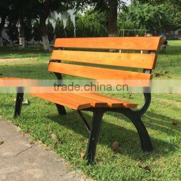 Contemporary Modern Wooden Outdoor Furniture Garden Patio Park Long Bench Chair With Cast Wrought Iron Legs Ends Quality Choice photo-2