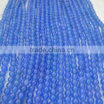 Wholesale high quality natural stone blue agate round beads jewelry