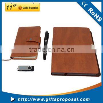 Executive USB Flash Drive Gift Set 8GB, leather notebook and pen kit as promo gifts