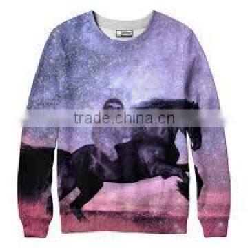 100% Polyester Pullover Crew Neck Sublimated Sweat Shirt with Horse Ride artwork