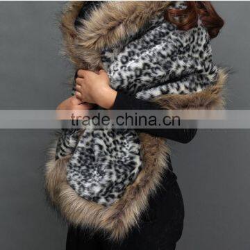 Promotion price keep warm winter waistcoat woman fake fur Leopard sexy lady shawls
