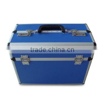 Aluminum Cosmetic Case with Blue Stripe ABS Surface