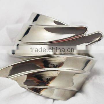 High Polished Stainless Steel Feather Leaves Bracelet Bangle photo-2