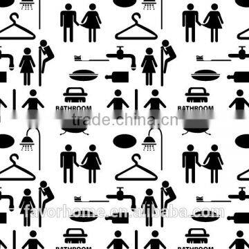 Black And White Patterned Plastic PVC/PEVA Curtain For Bathroom