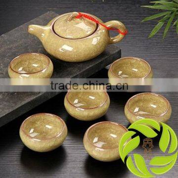 China teaware 7pcs gongfu teaset with porcelain teapot and 6pcs clay teacup processional ice cracked tea set