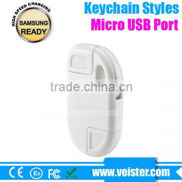 micro usb power data cable with keychain for blackberry HTC