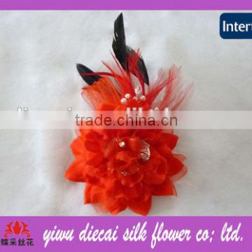 Handmade red color feather flowers