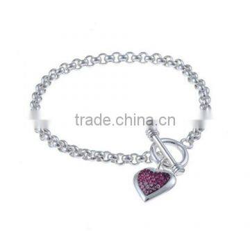 Original Design Heart Charm Womens Bracelet S925