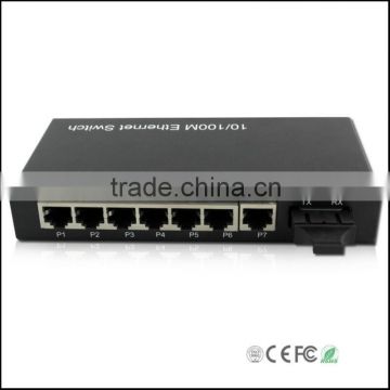 10/100m Unmanageable Fiber network Switch ( 1 Fiber port+ 7RJ45 Ports)