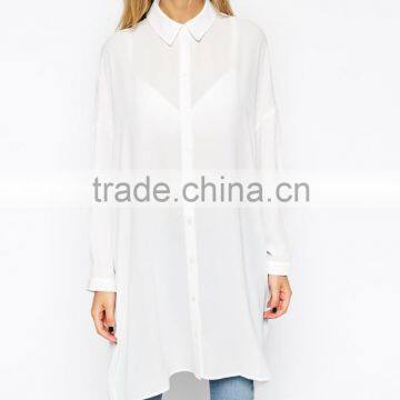 2015 Fashion Design White Lady Blouse Shirt photo-3