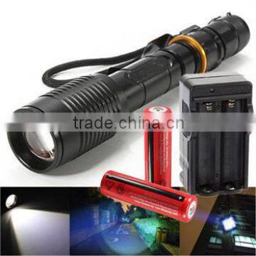 Rechargeable Tactical T6 LED Flashlight Torch+18650 Battery&Charger