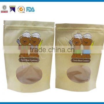 wholesale stand up pouch Kraft paper bag packaging with oval clear window for child milk powder