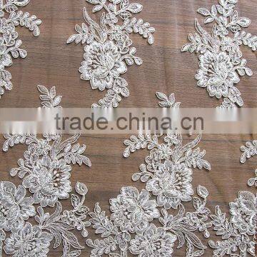 Rigid Beaded Motif Bridal Lace rendas francesas/swiss voile lace fabric/100% Polyester Fabric Lace Peony Embroidery Fashion Lace                        
                                                Quality Choice