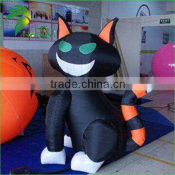 oxford cloth 2m high inflatable black cat for outdoor halloween decoration