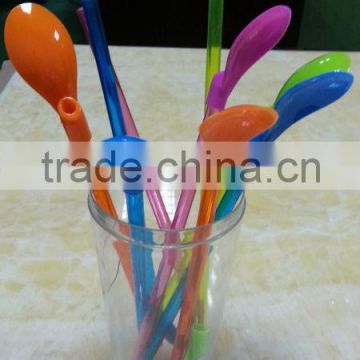 PVC spoon straw, BPA free drinking straws with spoon