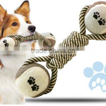 pet rope toy with tennis ball