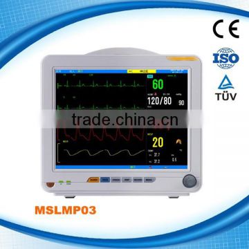 MSLMP03W Advanced 12 Inch Screen Portable Patient Monitor with Multi-parameter(ECG,SPO2,RESP, Pulse rate, TEMP,NIBP)