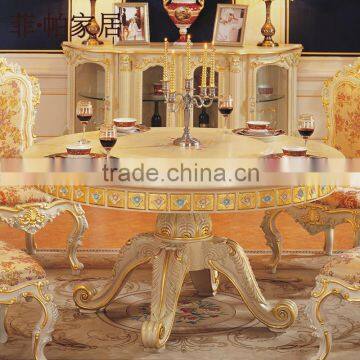 antique home furniture solid wood handcraft royalty dining table classic hotel furniture