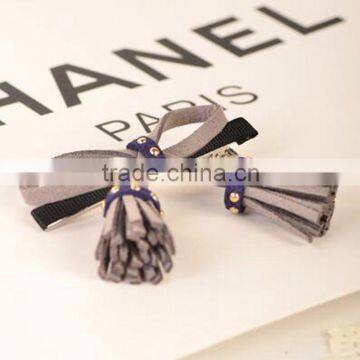 Fashion Suede Fabric Cloth Bow Hairpin Tassel Pendant Duckbill Clip Fringe Side-Knotted HairClip Accessories Barrettes For Women photo-5