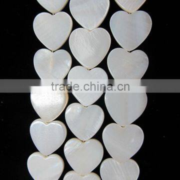 Large Flat White Shell Heart Shape Beads