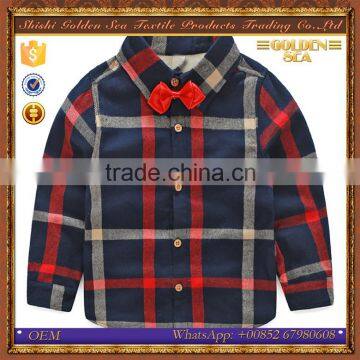 Fleece grid pattern casual style colorful boys fashion shirt