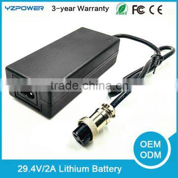 12.6V 16.8V Lithium Battery Charger 29.4V 2A For Electric Bike Car Scooter Portable With CE ROHS FCC