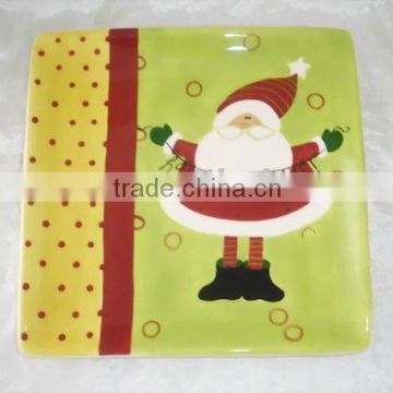 Christmas plate, santa plate by handpainted