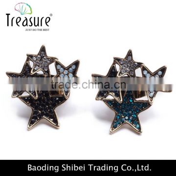 fashion jewelry wholesale diamond ring men's ring five stars 925 silver ring jewelry 2016