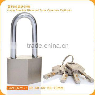 2015 New Style Nickle Plated Long Shackle Rhombus Padlock