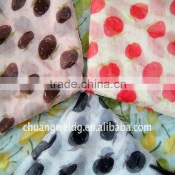 lightweight 100% polyester flower printed chiffon fabric