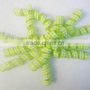 HOT SALE ! Green/ White Checked Woven Fabric Ribbon Present Packaging Bow