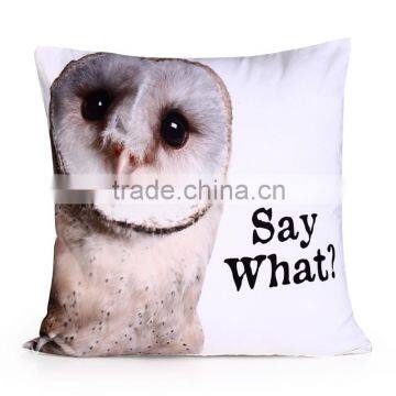 new design100% cotton cute 3D animal owl printed sofa home decor cushion