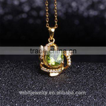 Hot Sale Jewellery Set 18K Gold Plated 925 Sterling Silver Precious Natural Olivine Gemstone Pendant Ring Necklace Jewelry Set photo-3