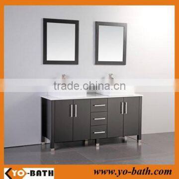 60" double basin wooden bathroom sanitary ware