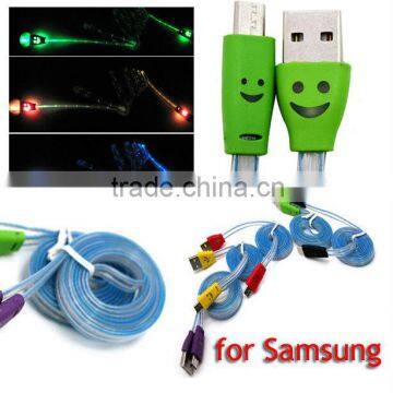 Visible Flow Led Light Smile Face USB Charging Sync Cable For iPhone 4/iPhone 5/iPhone 6/Android Smartphones