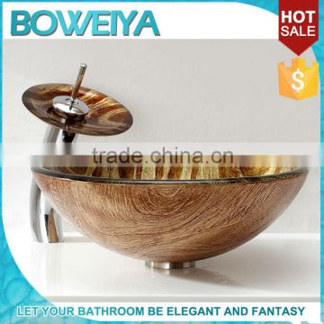 High Corrosion Resistance Round Golden Sink Made Of Glass