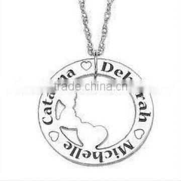 Stainless Steel Floating Hearts Family Circle Name Pendant with Chain