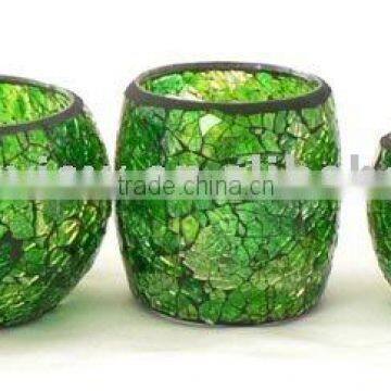 fresh green tranparent color mosaic candle holder