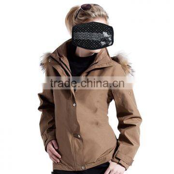 Ladies two clothing set with down feather jacket in lining and windbreaker jacket out ladies fur parka