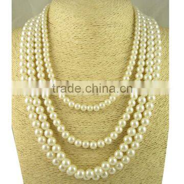 2016 Gorgeous Women Pearl necklace wedding Jewelry with gold chain wholesale supplier China